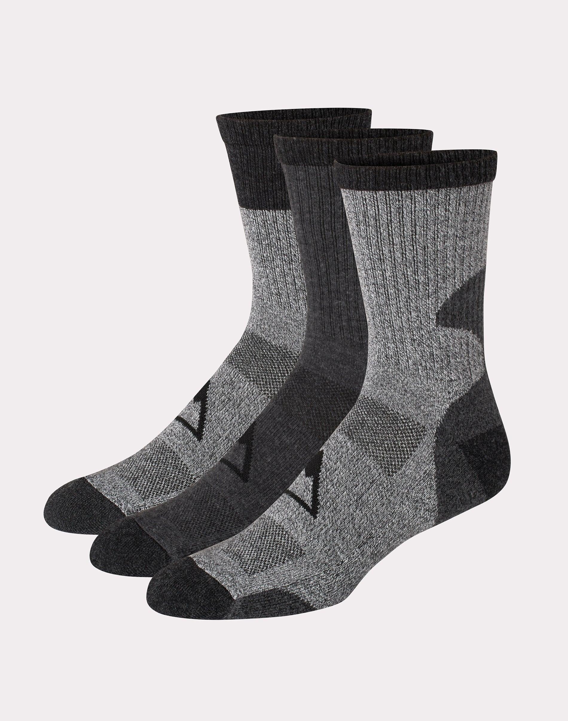 Hanes Explorer Job Sites Mens Work Crew Socks, 3-Pairs Dark Charcoal/Natural 6-12 Product Image