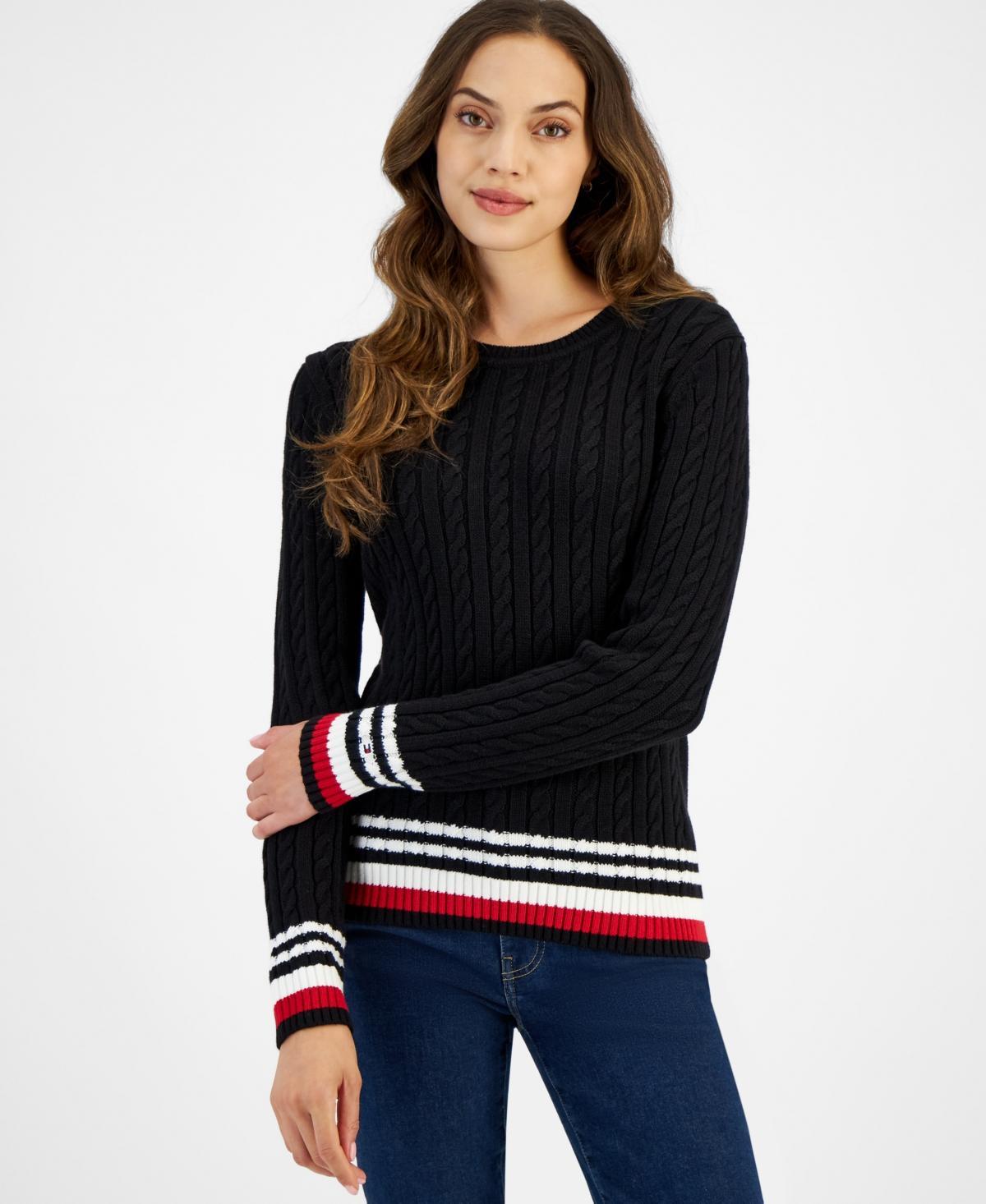 Tommy Hilfiger Womens Cable-Knit Crewneck Sweater Product Image