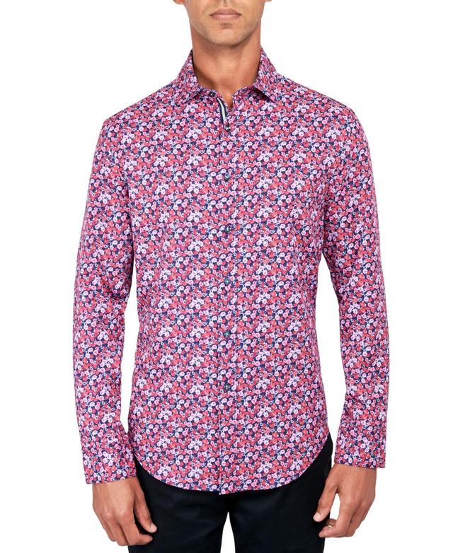 Society of Threads Mens Regular-Fit Non-Iron Performance Stretch Rose-Print Button-Down Shirt Product Image