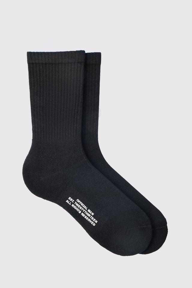 High Build Branded Sole Socks In Black | boohooMAN USA Product Image