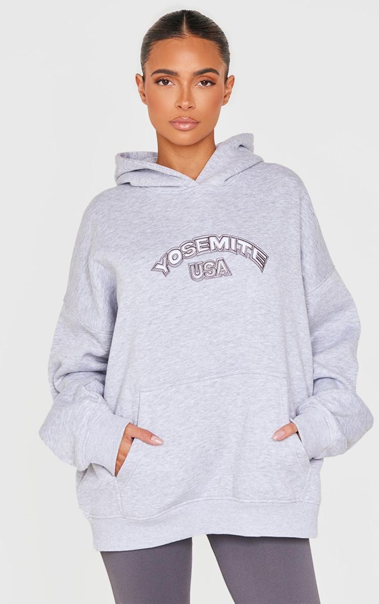 Grey Marl Yosemite Printed Oversized Hoodie product image