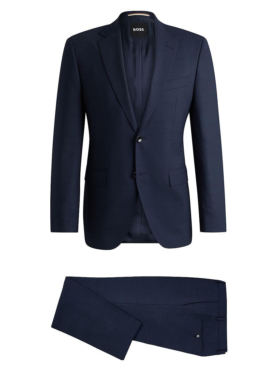 Mens Regular-Fit Suit in Micro-Patterned Stretch Fabric Product Image