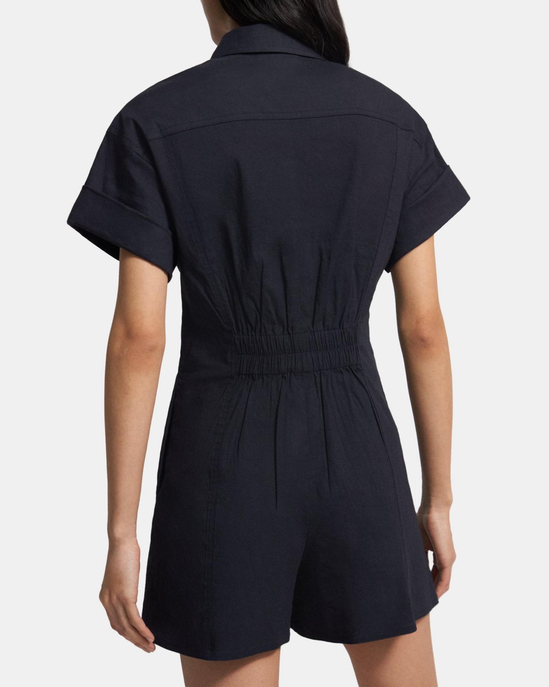 Shirt Romper in Stretch Linen Product Image