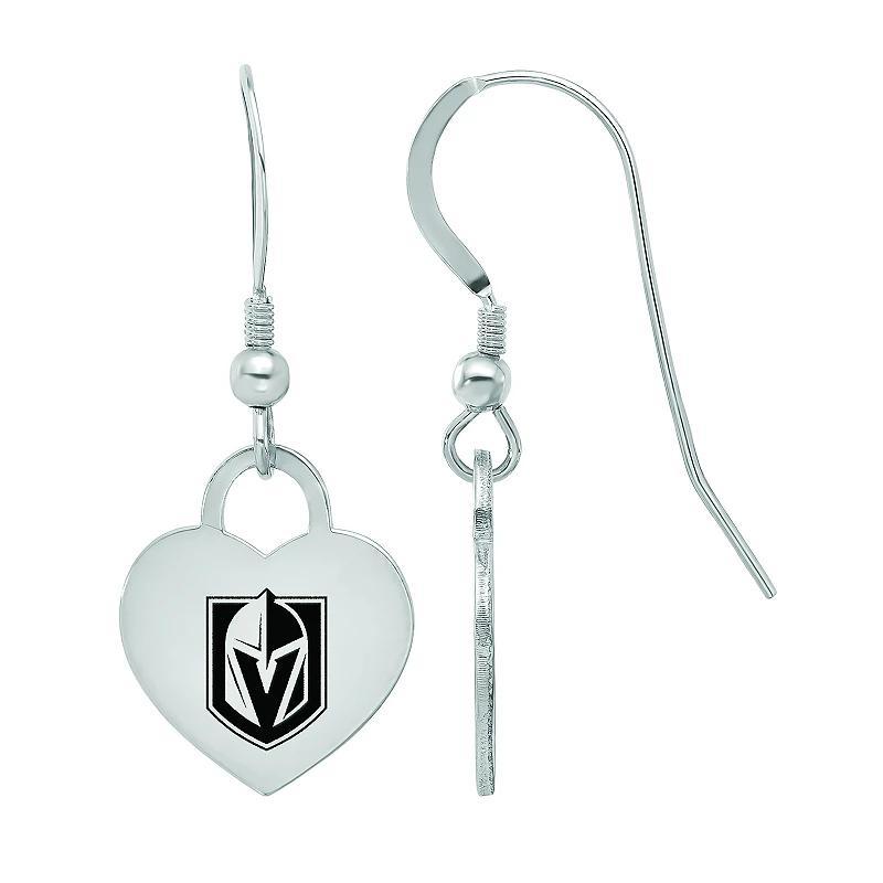 LogoArt Sterling Silver Enamel Vegas Golden Knights Heart Drop Earrings, Womens Product Image