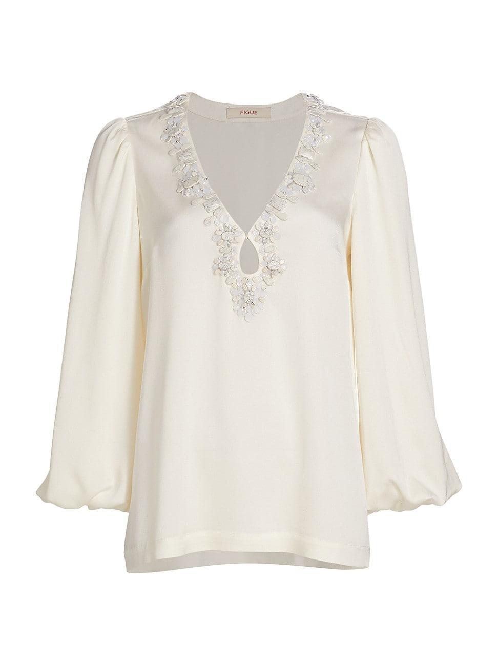 Womens Maude Beaded Keyhole Top product image