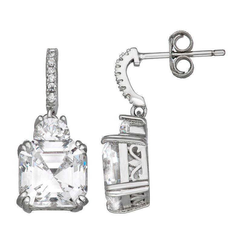 Contessa Di Capri Cushion Cut Cubic Zirconia Dangle Earrings, Womens, Sterling Silver Product Image