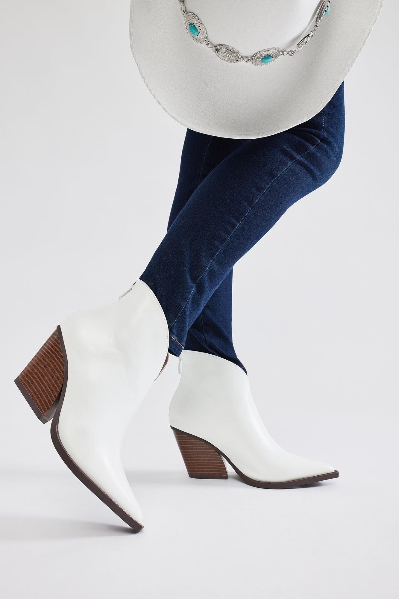 More Than Words Cowboy Booties - White Product Image