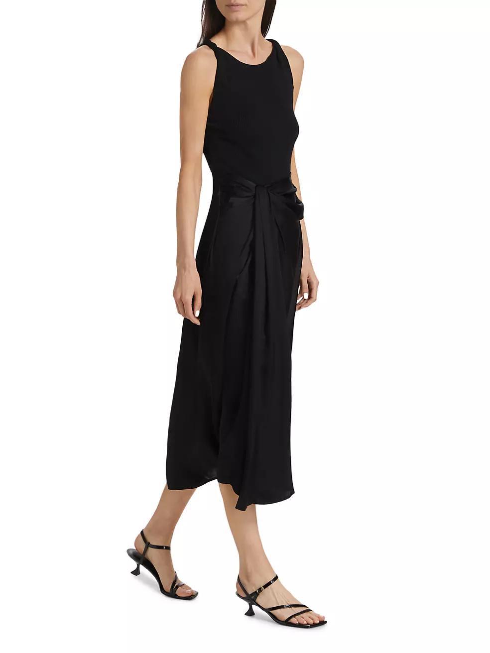 Womens Reid Satin Mixed-Media Midi-Dress Product Image