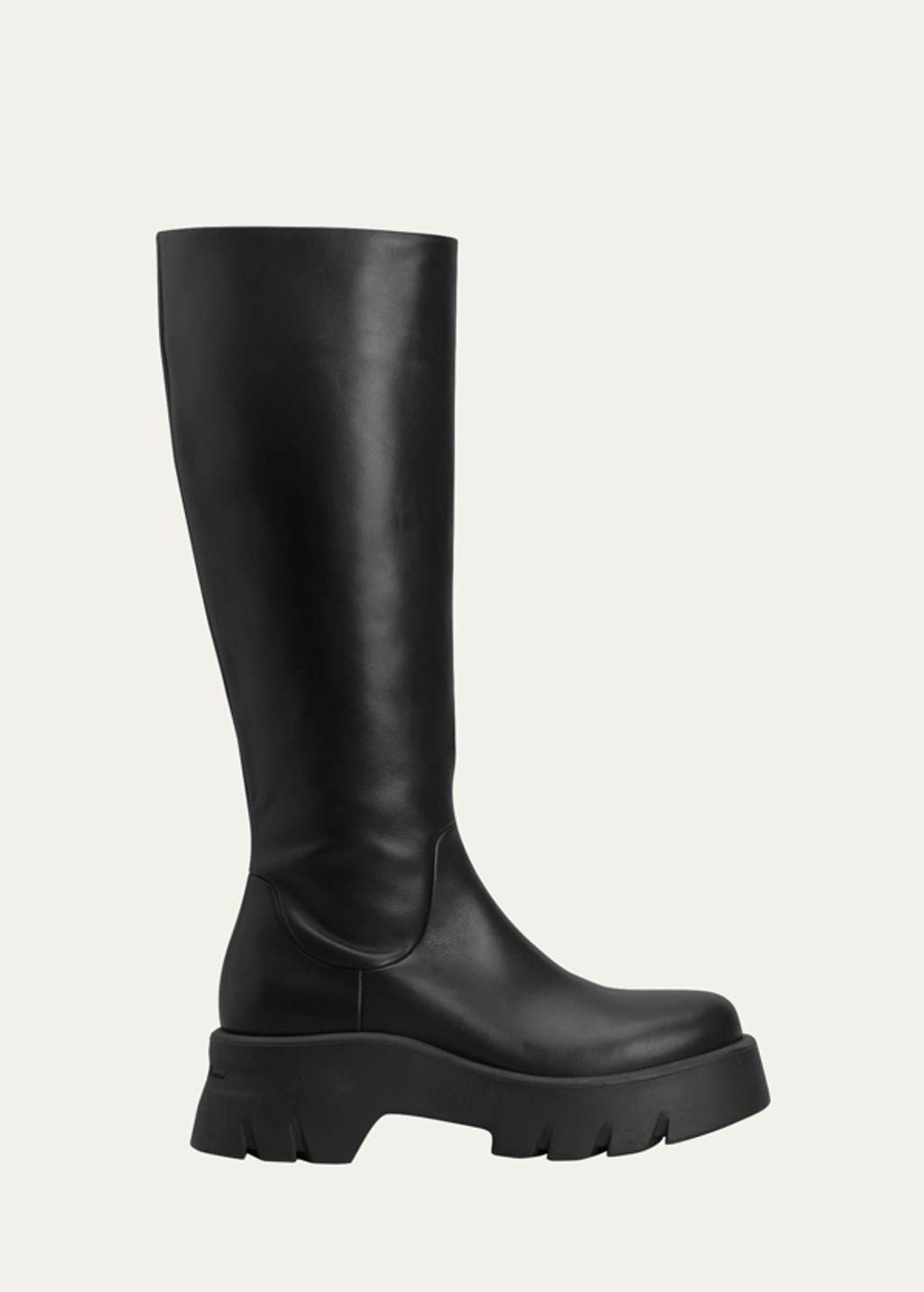 Knee-high Leather Boots In Nero product image