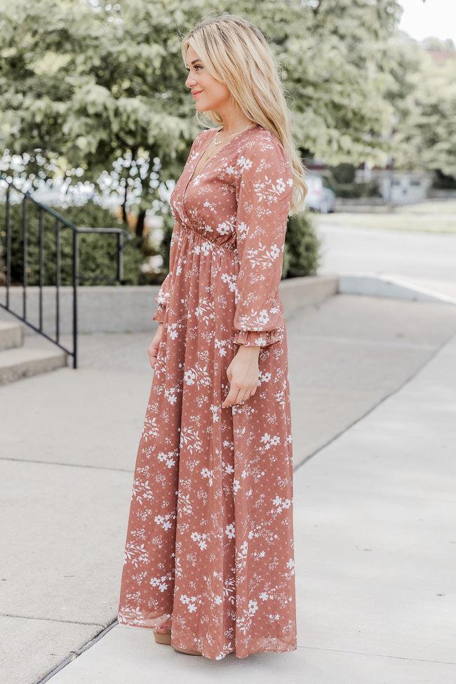 Beautifully You Brown Floral Maxi Dress Product Image