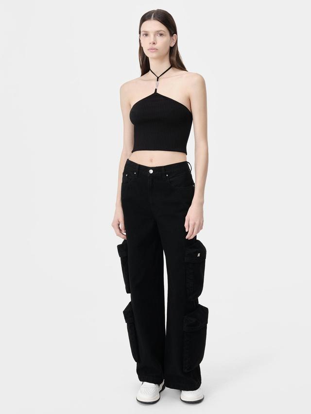 WOMEN - WOMEN'S AMIRI STACKED HALTER TOP - Black Female Product Image