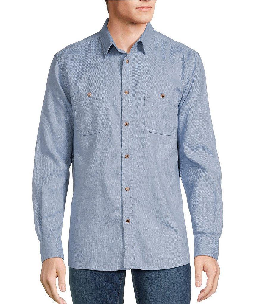 Rowm Long Sleeve Solid Slub Button Front Woven Shirt Product Image