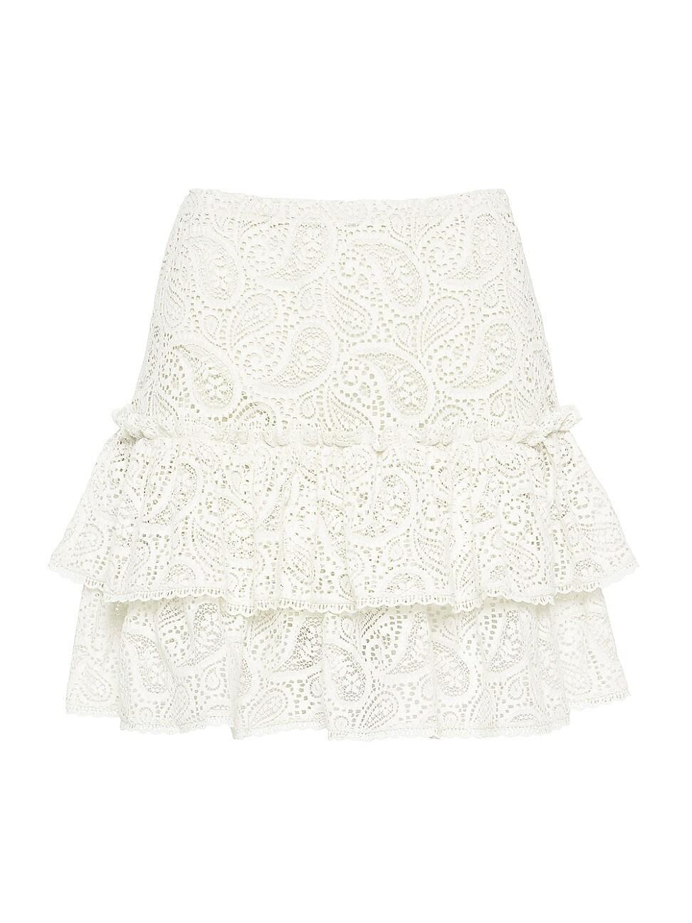 Womens Marisol Ruffled Paisley Eyelet Skirt Product Image