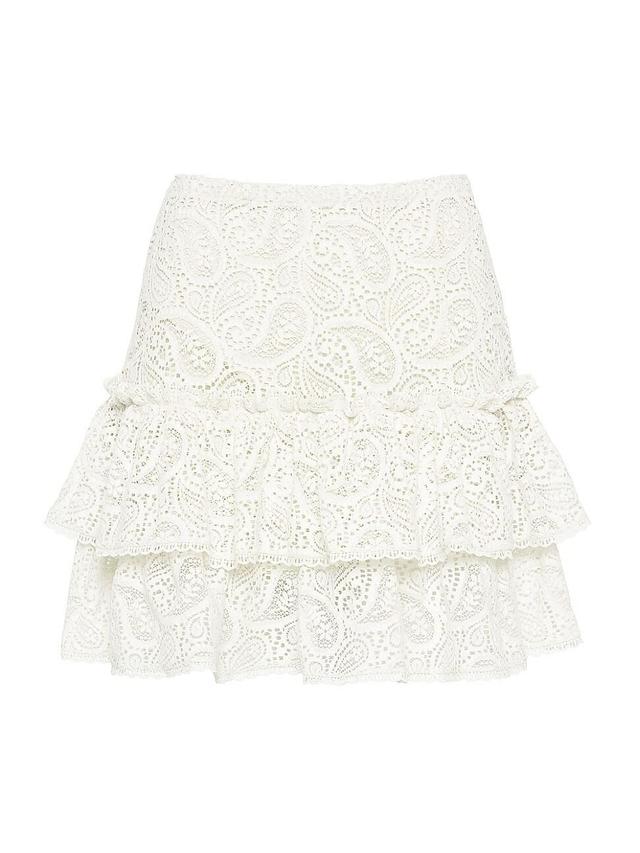 Womens Marisol Ruffled Paisley Eyelet Skirt Product Image