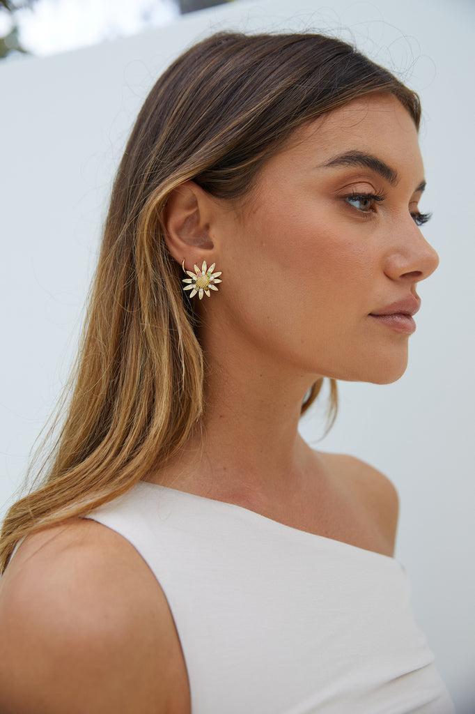 18K Gold Plated Sun lit Garden Earrings Gold Product Image