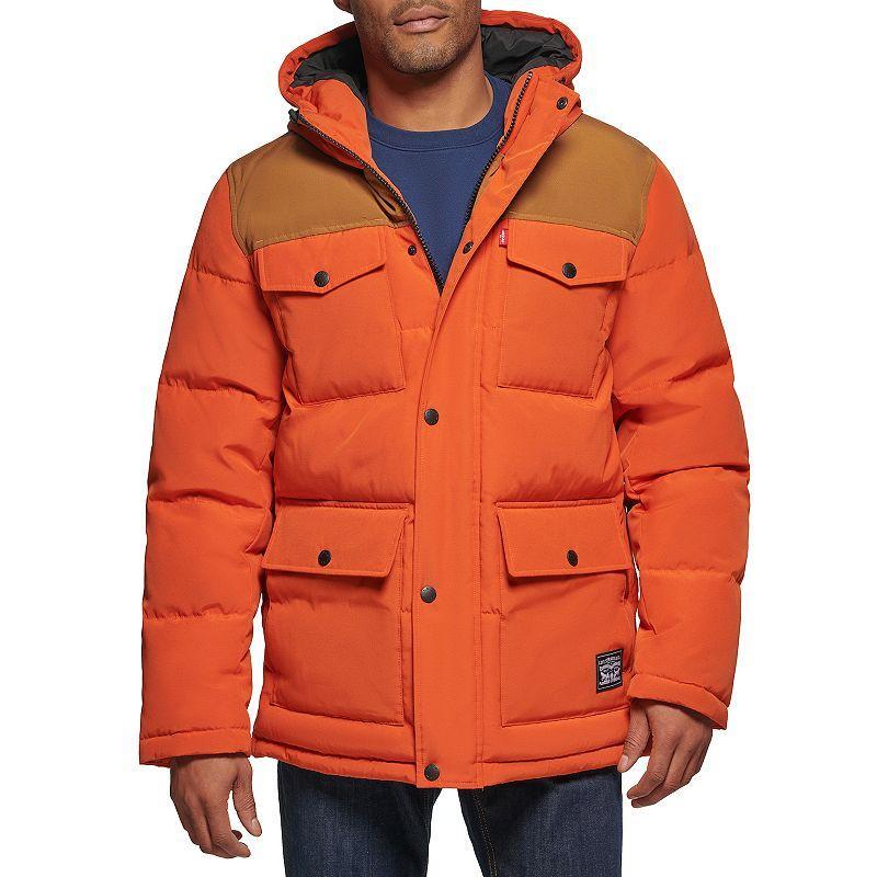 Mens Levis Four Pocket Hooded Parka Orange Product Image