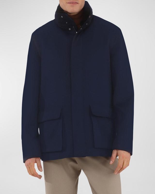 Men's Loro Piana Wool Jacket with Detachable Lamb Shearling Collar Product Image