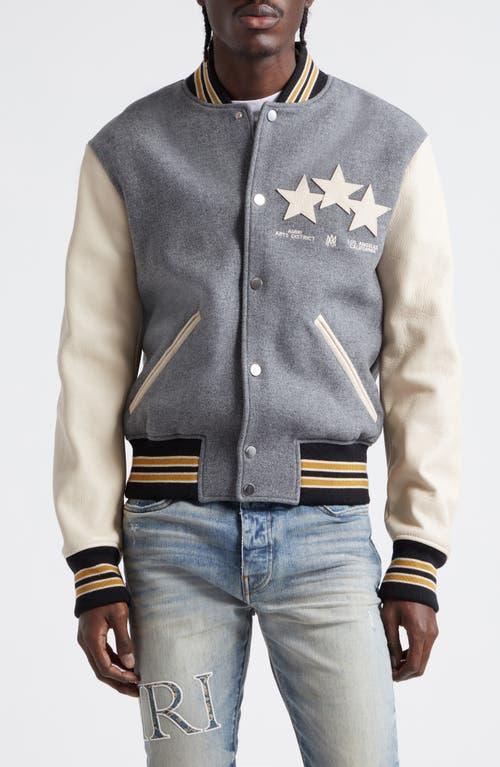 AMIRI Star Appliqu Leather Sleeve Virgin Wool Blend Varsity Jacket Product Image