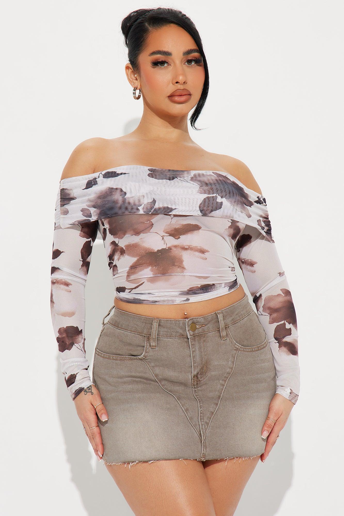 Rosy Dreams Off Shoulder Top - Sand/combo Product Image