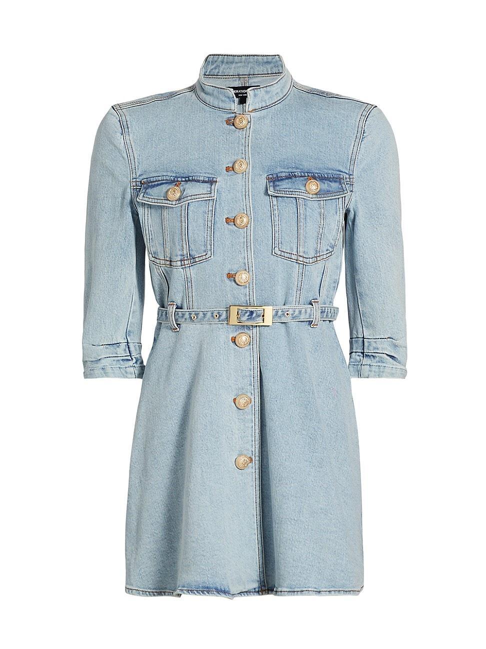 Womens Mackenzie Belted Denim Minidress Product Image