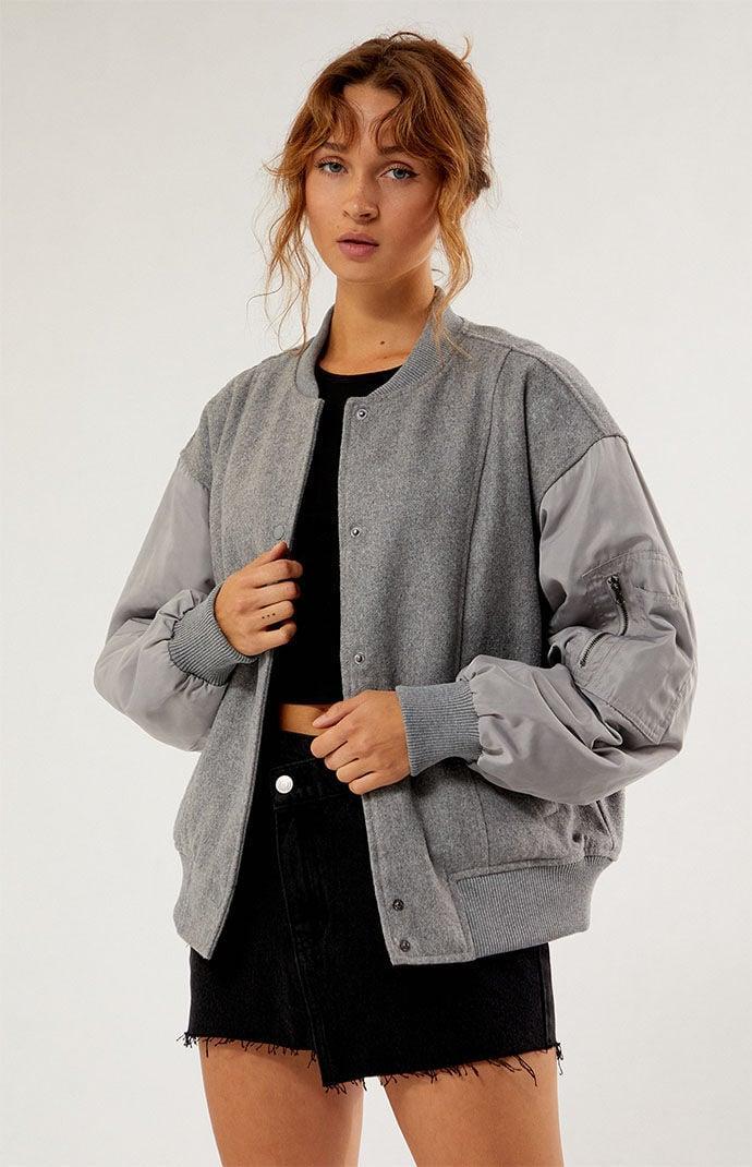 PacSun Womens Wool Bomber Varsity Jacket Product Image