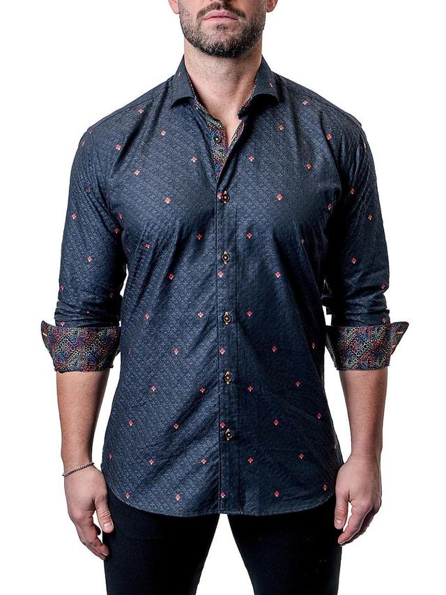 Maceoo Fibonacci Micro Paisley Black Contemporary Fit Button-Up Shirt Product Image