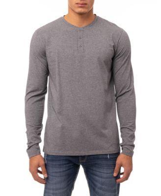 Men's Soft Stretch Henley Neck Long Sleeve T-shirt Product Image