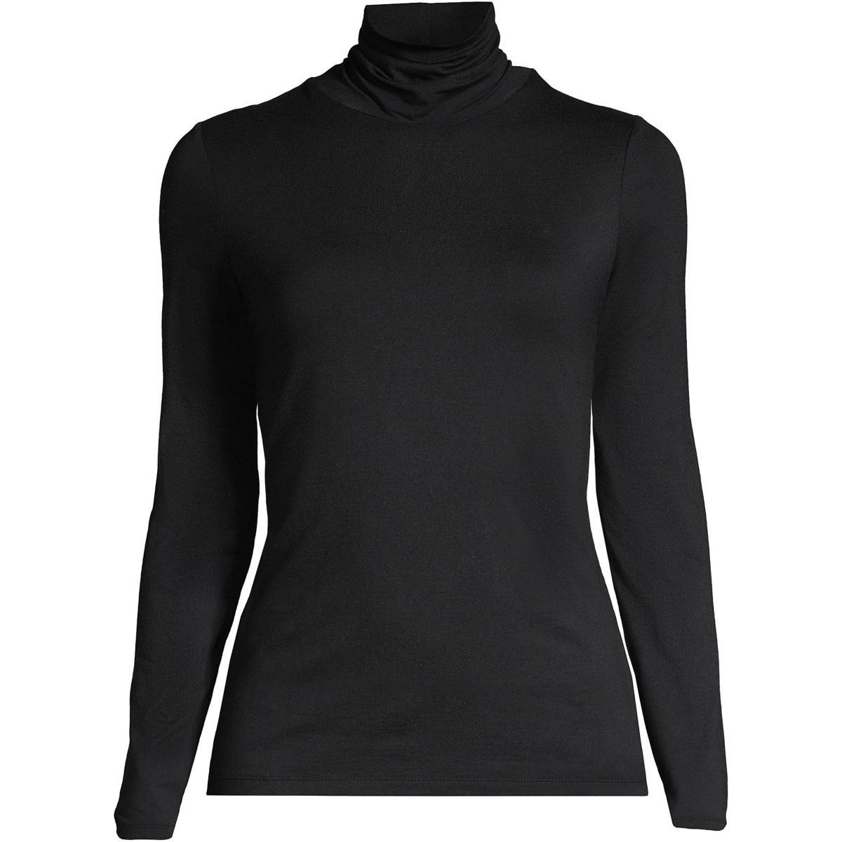 Womens Lands End Lightweight Fitted Turtleneck Purple Cloud Product Image