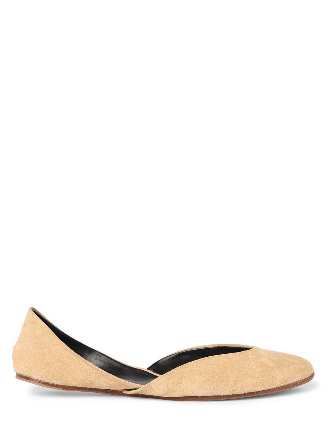 THE ROW Gemma Beige Suede Ballet Flats In Brown Product Image