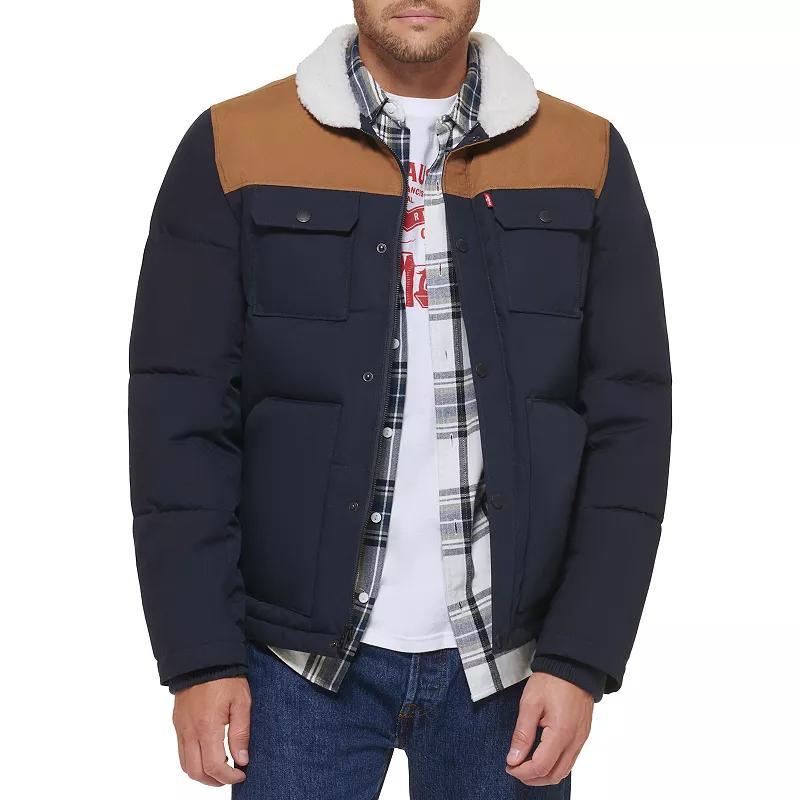 Mens Levis Mixed Media Parka Blue Product Image