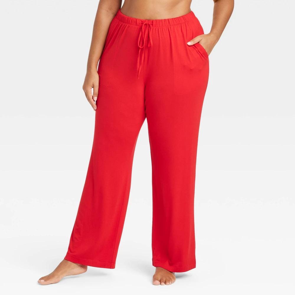 Womens Cloud Knit Pajama Pants - Auden Red 1X Product Image