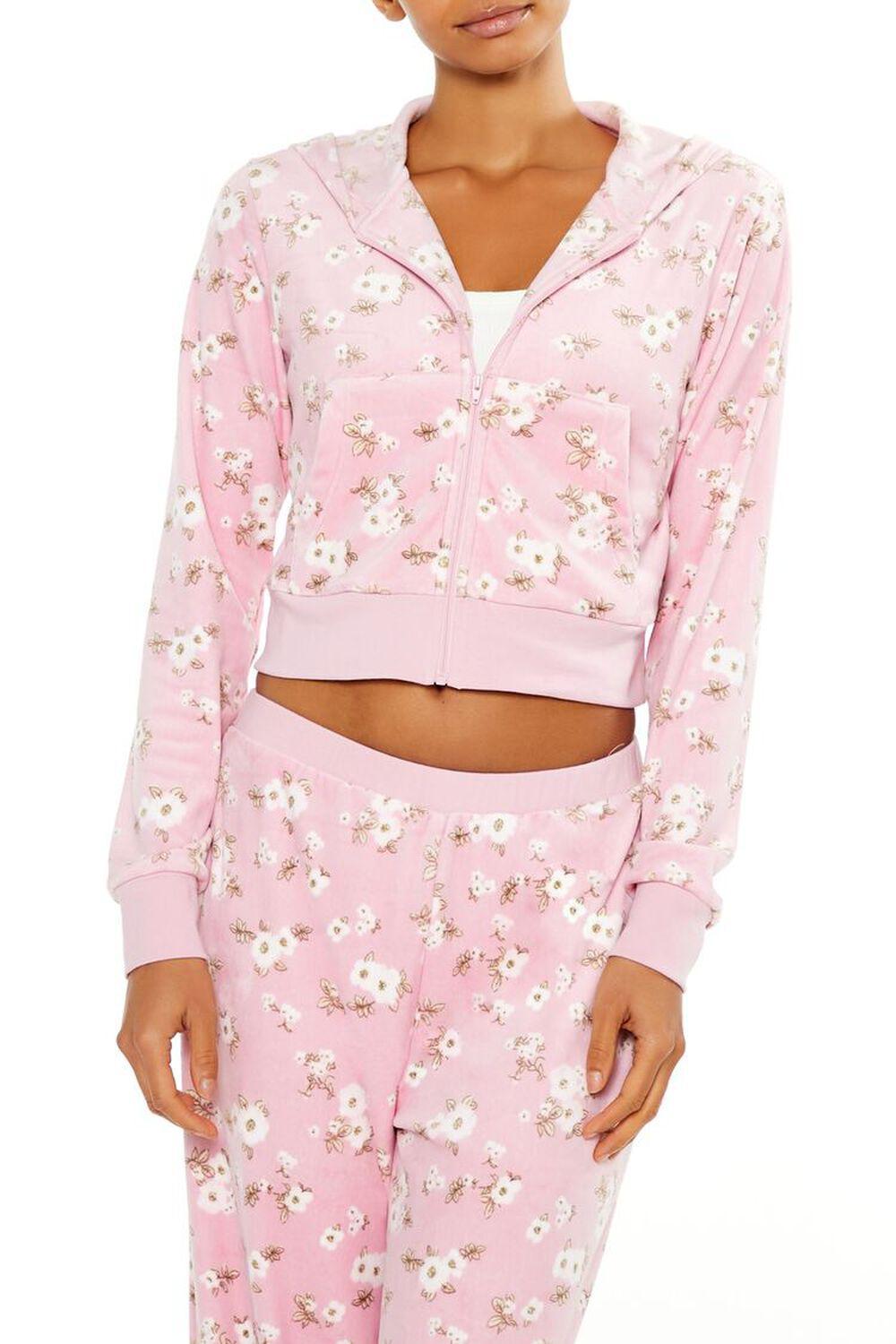 Floral Pajama Zip-Up Hoodie | Forever 21 Product Image