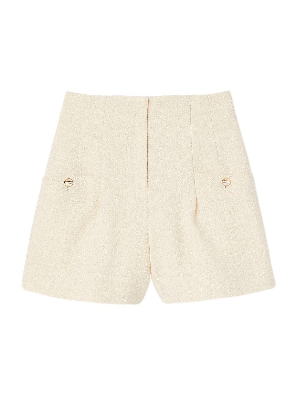 sandro Cadaques High Waist Pleated Tweed Shorts Product Image