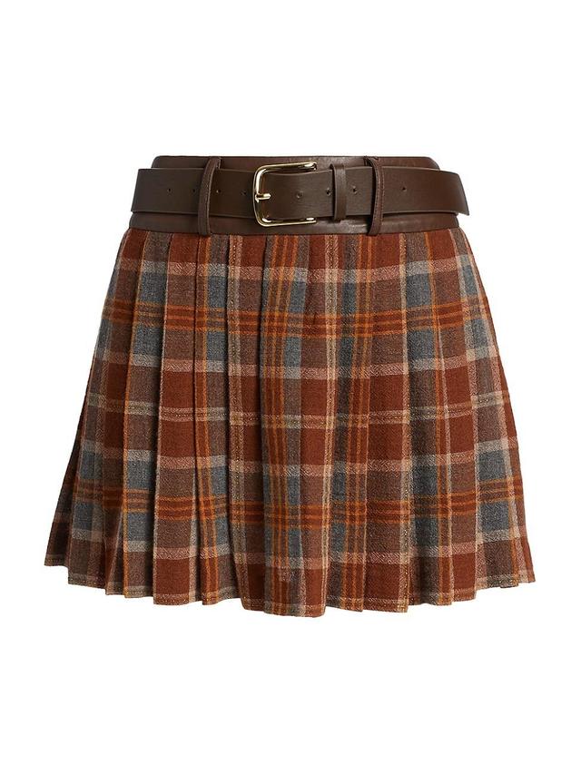 Womens Derrick Pleated Plaid Miniskirt Product Image