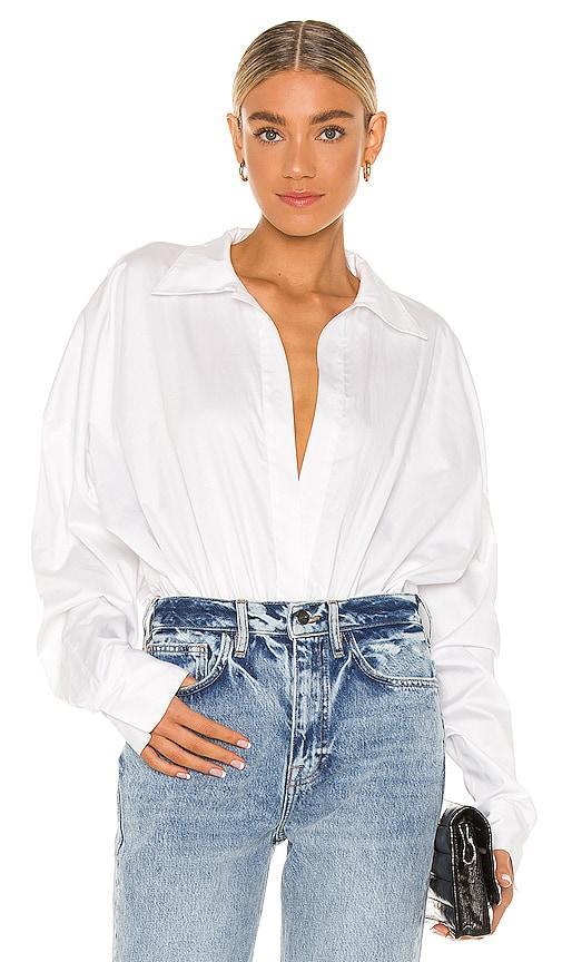 Norma Kamali Oversized Boyfriend Shirt Bodysuit Size L, S, XL, XS. Product Image