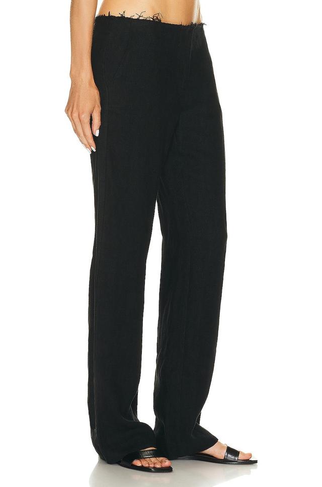 St. Agni - Women's Raw Edge Linen Straight-Leg Pants - Black - XL - Moda Operandi Product Image