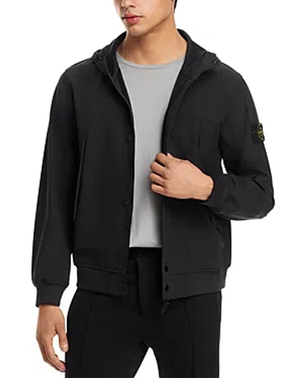 Zip And Snap Hooded Jacket In Black Product Image