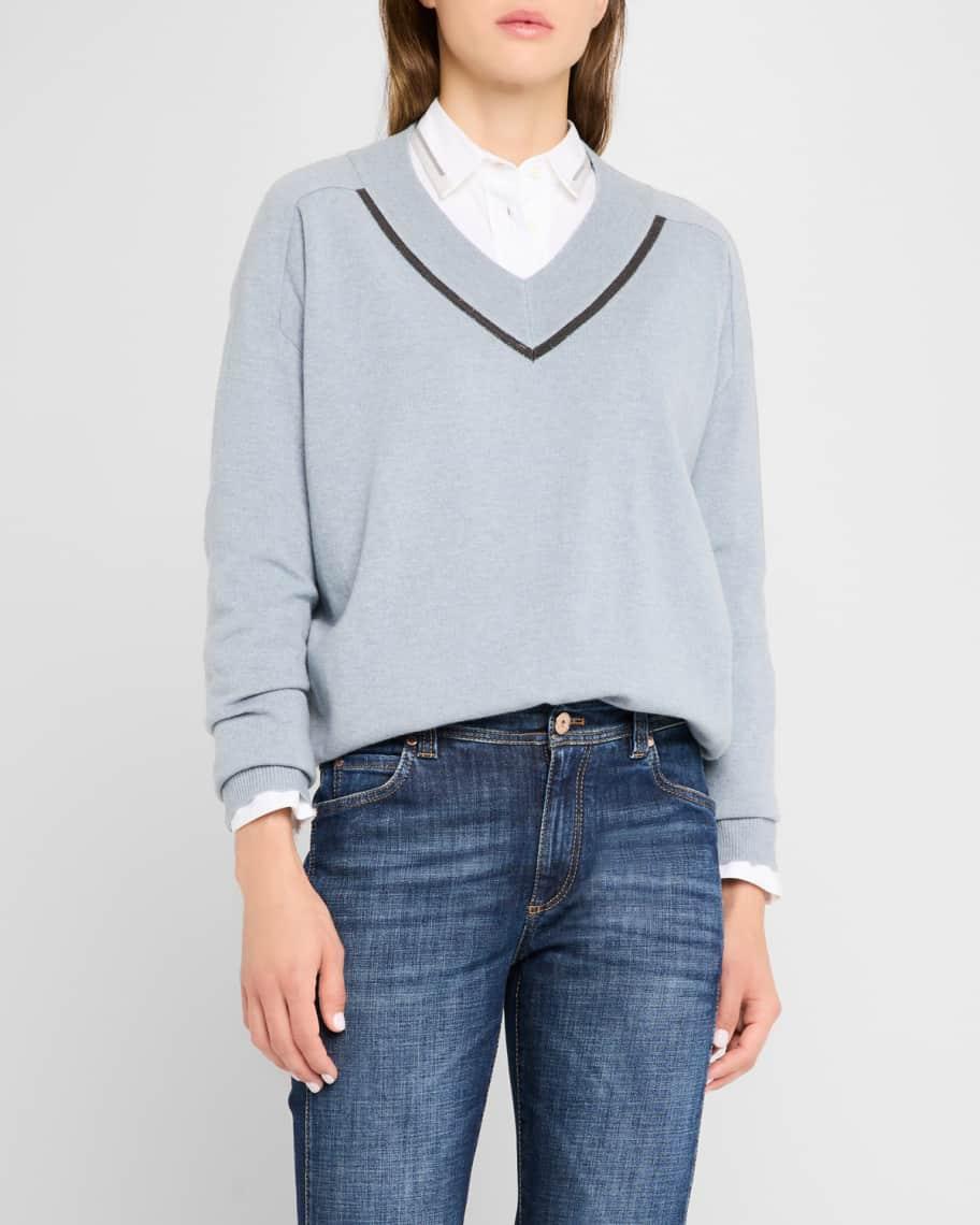 Monili Wide V-Neck Cashmere Sweater Product Image