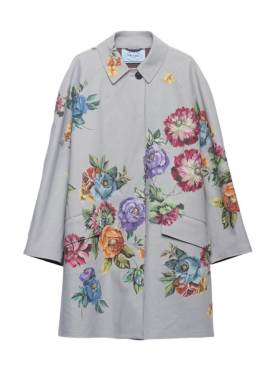 Womens Printed Cotton Single-Breasted Coat Product Image