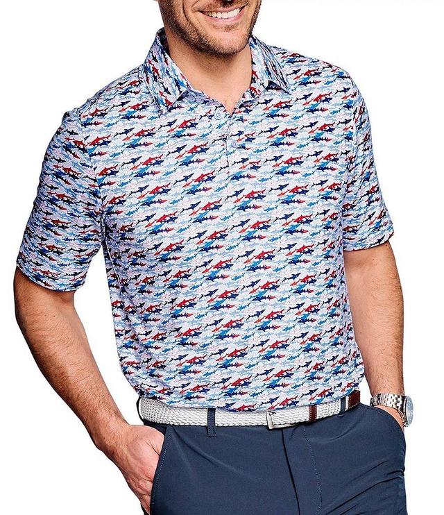 Johnston & Murphy Family Matching XC4 Americana Shark Print Performance Short Sleeve Polo Shirt Product Image