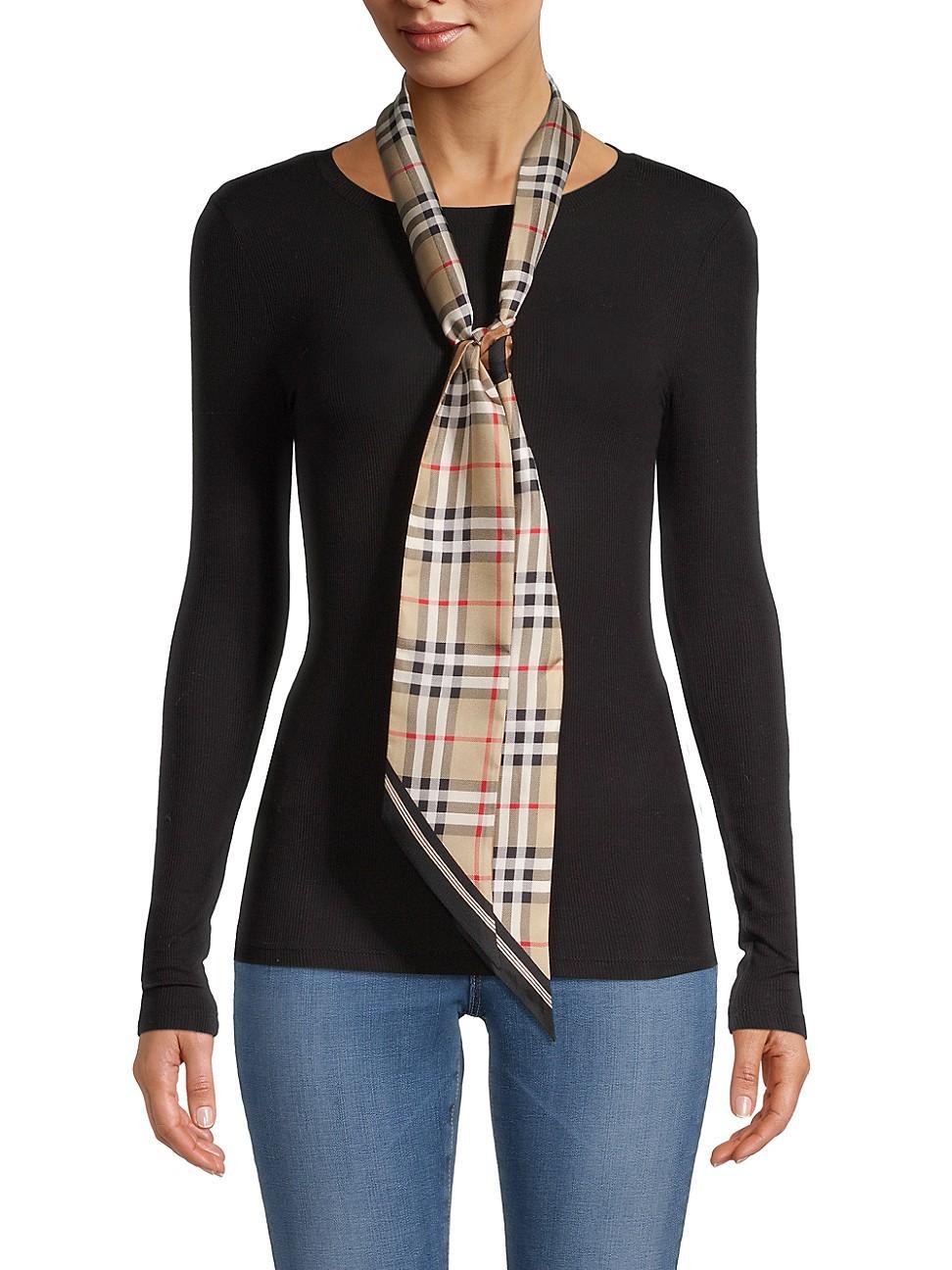 burberry Vintage Check Mulberry Silk Skinny Scarf Product Image