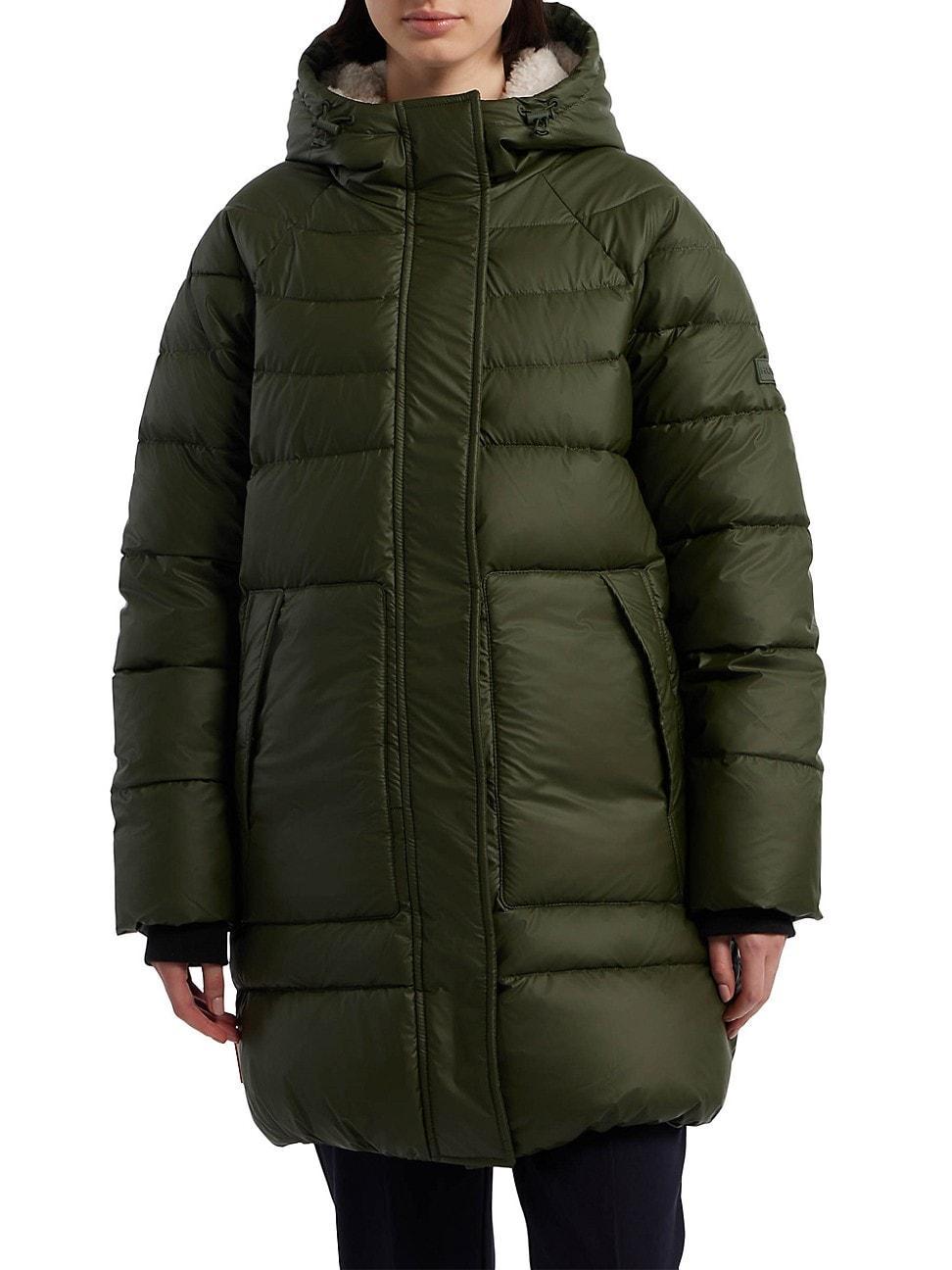 Womens Quilted Hooded Zip-Front Puffer Coat Product Image