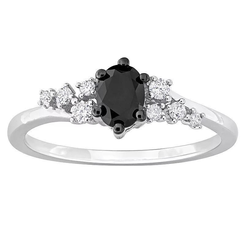 Stella Grace 14k White Gold 3/4 Carat T.W. Black & White Diamond Engagement Ring, Womens Product Image