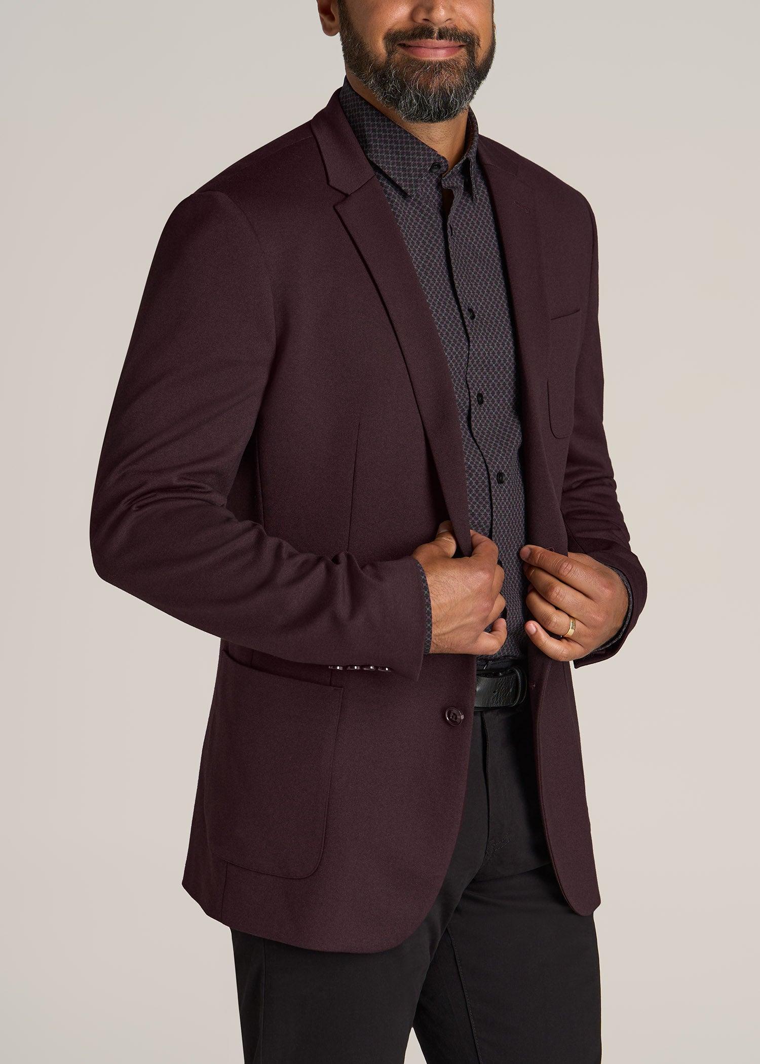 Men's Tall Blazer in Dark Maroon Mix Male Product Image