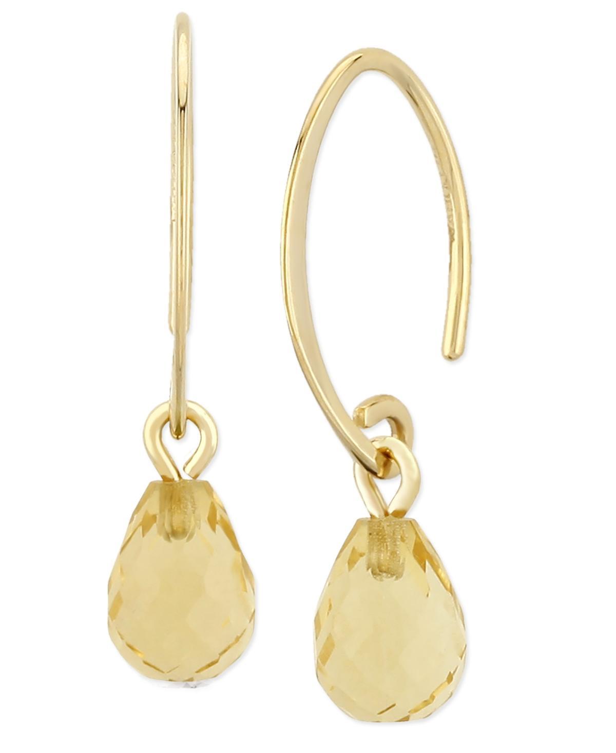 Saks Fifth Avenue Made in Italy Saks Fifth Avenue Women's 14K Yellow Gold & Blue Topaz Mini Sweep Drop Earrings - Blue Topaz  - female - Size: one-size Product Image