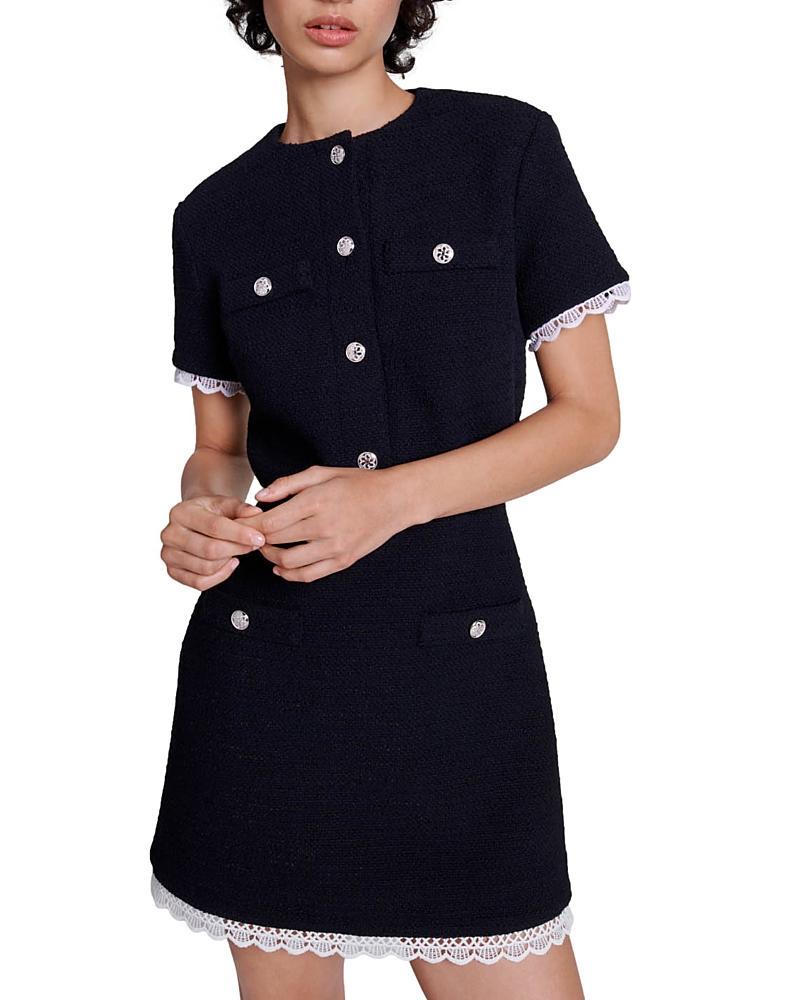 Womens Short Tweed Dress with Trim Product Image