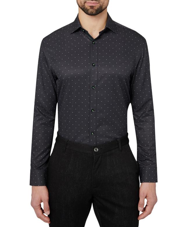 Society of Threads Mens Slim-Fit Non-Iron Performance Stretch Geo-Print Dress Shirt Product Image