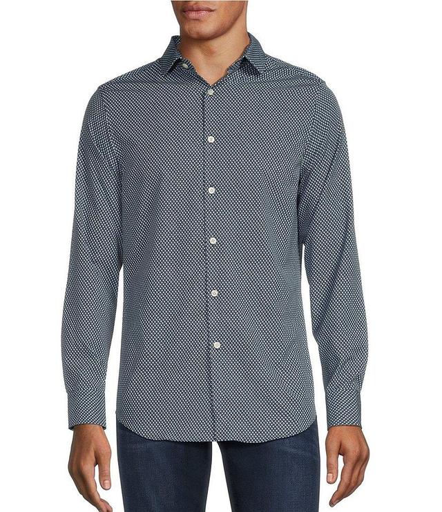 Murano Slim Fit Performance Stretch Geometric Print Long Sleeve Woven Shirt Product Image