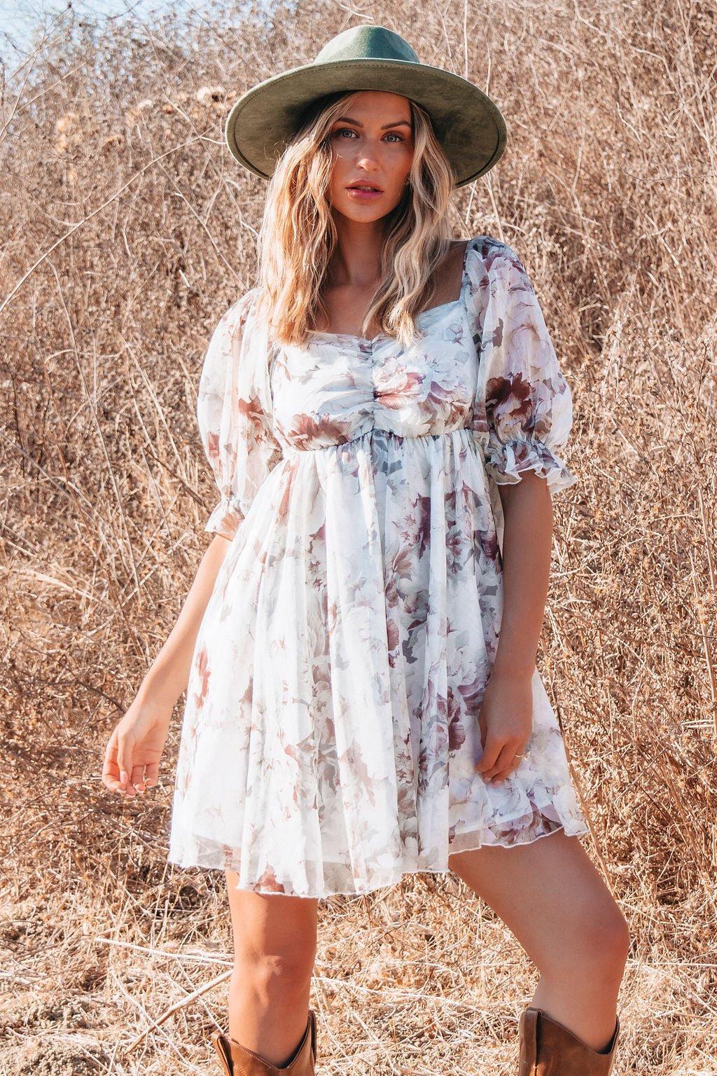 Angelic Floral Print Mini Dress Product Image