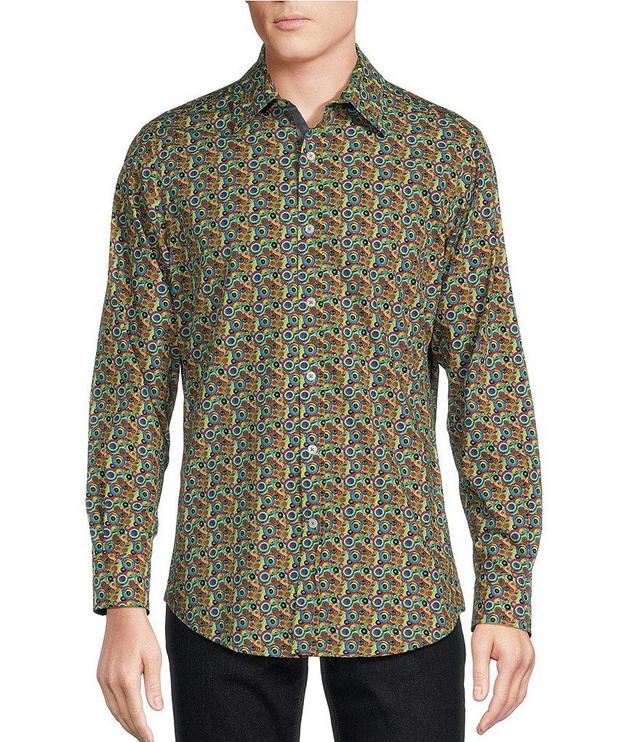 Cremieux Premium Denim Small Geometric Print Long Sleeve Woven Shirt Product Image